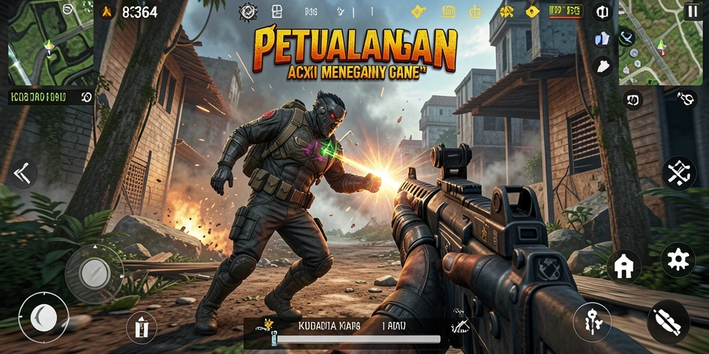 Tampilan gameplay seru dan menegangkan di dalam 8364.