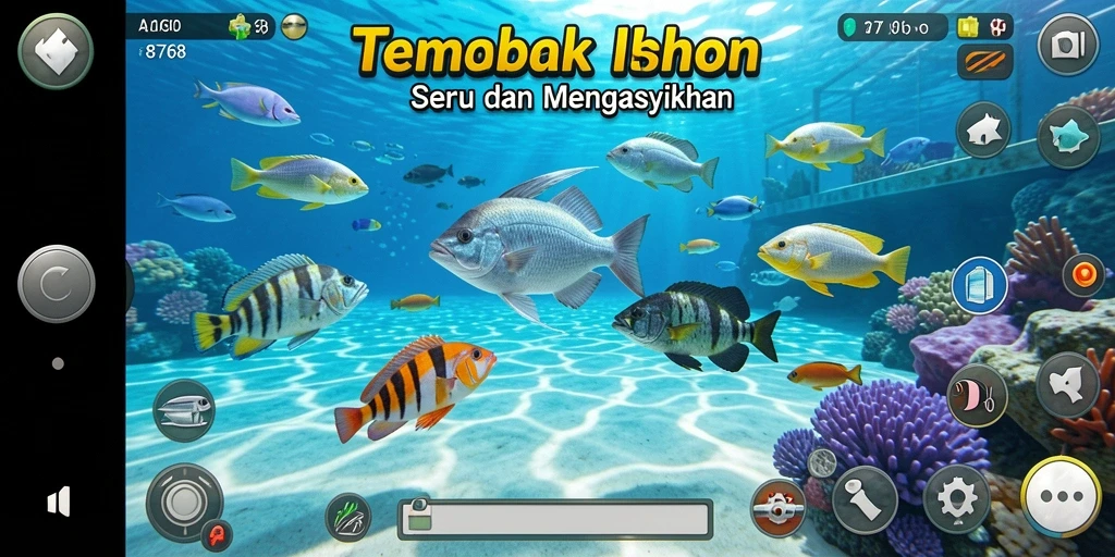 Gameplay seru dan warna-warni dalam 8768 Tembak Ikan.