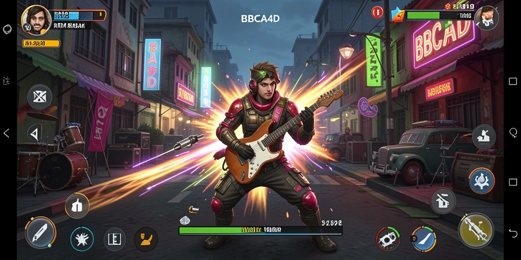Screenshot gameplay BBCA4D menampilkan antarmuka aplikasi musik yang interaktif.