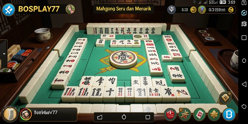 Screenshot menampilkan gameplay seru dari BOSPLAY77, permainan Mahjong yang mendebarkan.