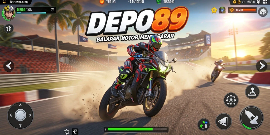 Tampilan gameplay DEPO89 yang menegangkan saat balapan motor.