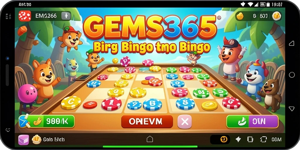 Tampilan gameplay seru dan interaktif dari GEMS365 Bingo.