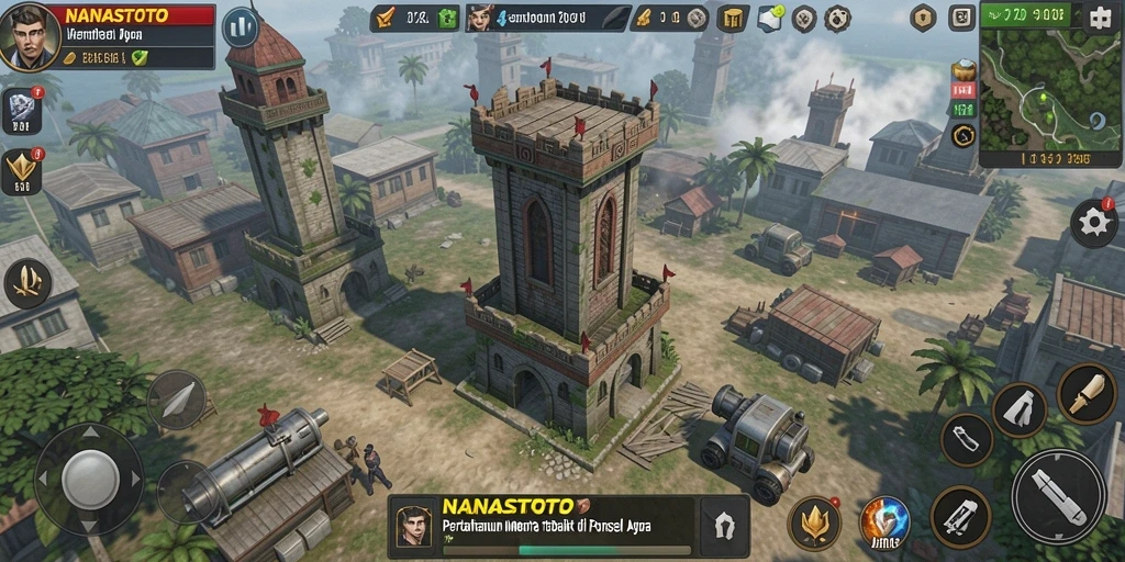 Screenshot NANASTOTO menampilkan aksi seru di dalam permainan Tower Defense.