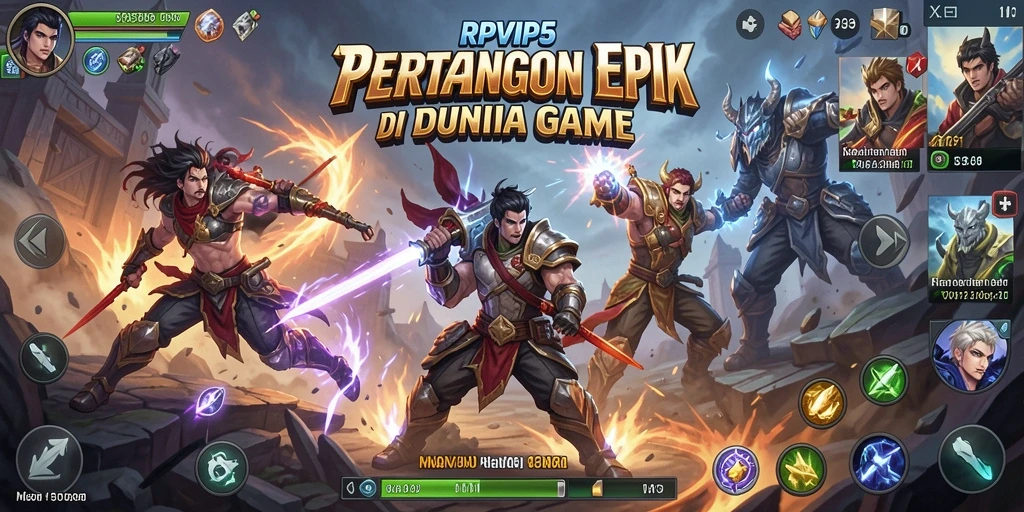 Screenshot utama RPVIP5 menunjukkan aksi pertarungan yang intens dan mendebarkan.